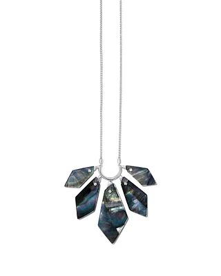 Mari Gold Long Pendant Necklace in Abalone Shell