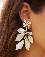 Jaylin Gold Statement Earrings in Ivory Mother-of-Pearl