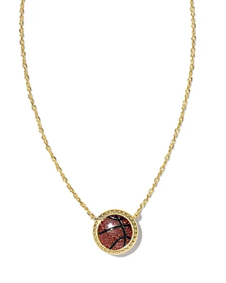 Basketball Gold Short Pendant Necklace Orange Goldstone