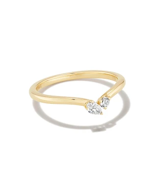 0.16 ct Lab Grown White Diamond Toi et Moi Band Ring 14k Yellow Gold