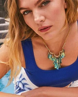 Layton Gold Long Statement Necklace in Abalone Shell