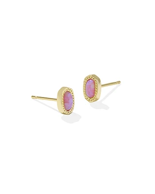 Mini Ellie Gold Stud Earrings Fuchsia Magnesite