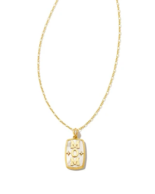 Mom 18k Gold Vermeil Stone Tag Necklace in Ivory Mother-of-Pearl