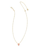 Framed Gold Tess Satellite Short Pendant Necklace in Luster Rose Pink Kyocera Opal