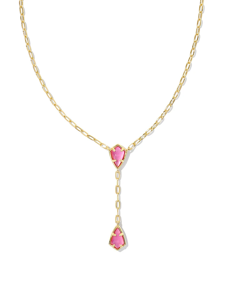Camry Gold Y Necklace in Azalea Illusion