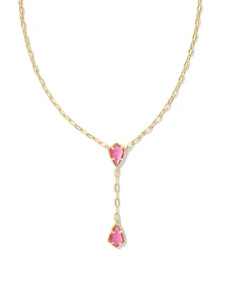 Camry Gold Y Necklace in Azalea Illusion