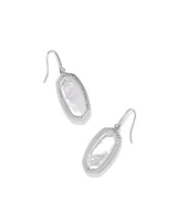 Dani Silver Ridge Frame Drop Earrings in Ivory Mother-of-Pearl