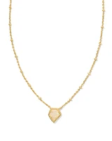 Framed Gold Tess Satellite Short Pendant Necklace in Iridescent Drusy