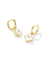 Dira 18k Gold Vermeil Carved Stone Huggie Earrings