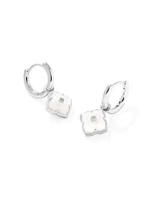 Dira Sterling Silver Carved Stone Huggie Earrings