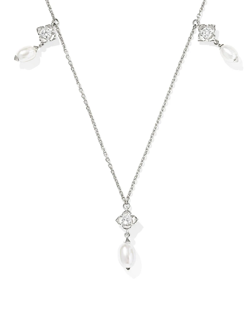 0.21 ct Lab Grown Diamond Dira 14k Gold Pearl Strand Necklace