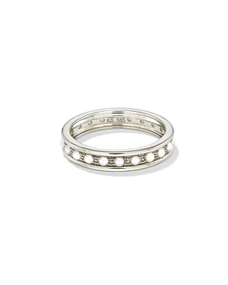 Drew 14k White Gold Band Ring Freshwater Cultured Pearl
