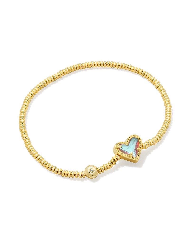 Ari Heart Gold Stretch Bracelet Rose Quartz