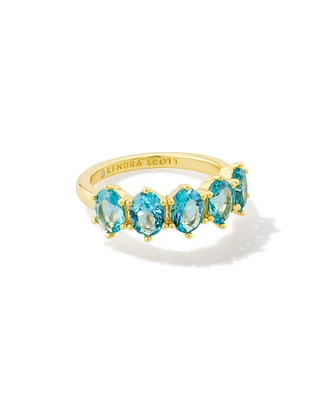Cailin Gold Crystal Band Ring Ivory Mother-of-Pearl