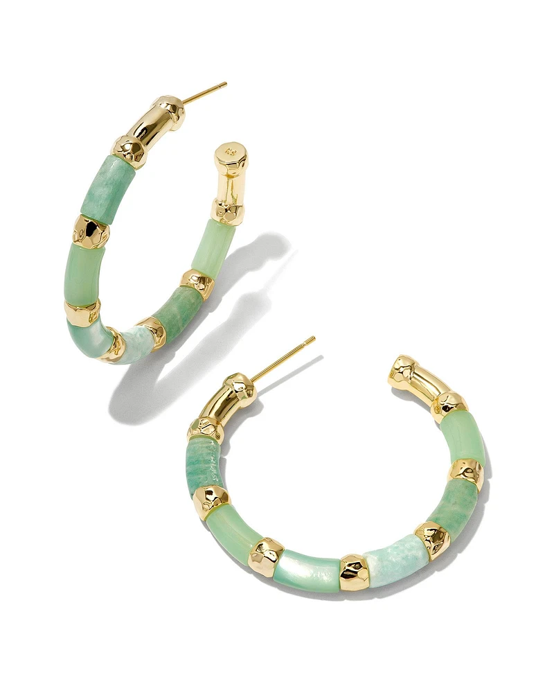 Gigi Gold Hoop Earrings in Blue Mix
