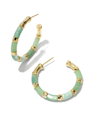 Gigi Gold Hoop Earrings in Blue Mix