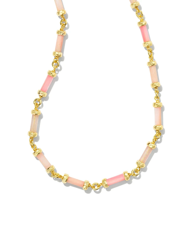 Gigi Gold Strand Necklace in Pink Mix