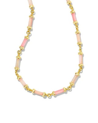 Gigi Gold Strand Necklace in Pink Mix