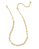 Gigi Gold Strand Necklace in Pink Mix
