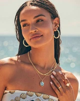 Gigi Gold Hoop Earrings in Blue Mix