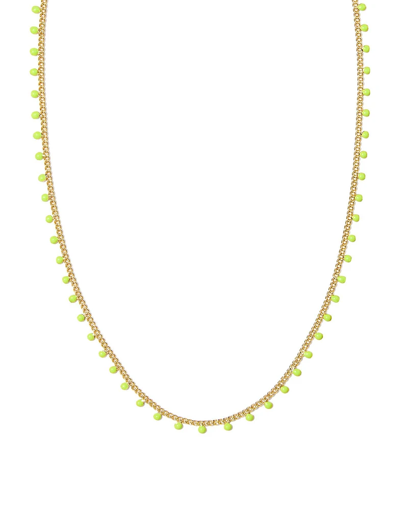 Kelsey Gold Strand Necklace in Chartreuse Enamel