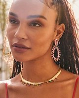 Kelsey Gold Statement Earrings in Pink Mix