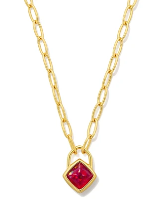 Greer 18k Gold Vermeil Paperclip Pendant Necklace Kyocera Opal