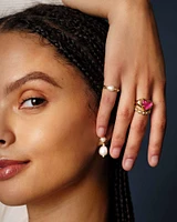 Nydia Gold Band Ring White CZ