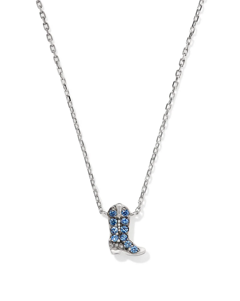 Tiny Cowboy Boot 14k White Gold Pendant Necklace