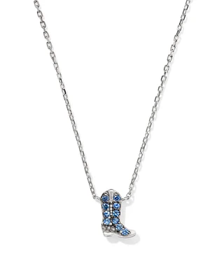Tiny Cowboy Boot 14k White Gold Pendant Necklace