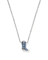 Tiny Cowboy Boot 14k White Gold Pendant Necklace
