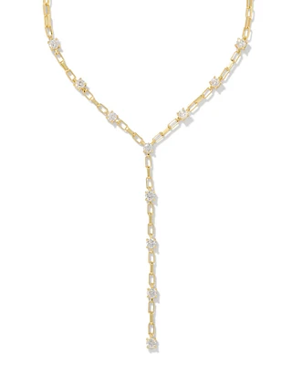 Lexi Gold Y Necklace in White CZ