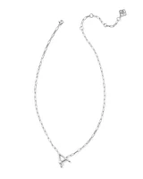 Pearl Silver Letter A Short Pendant Necklace in Freshwater Cultured Pearl