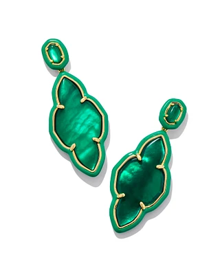 Abbie Gold Enamel Frame Statement Earrings Mother-of-Pearl