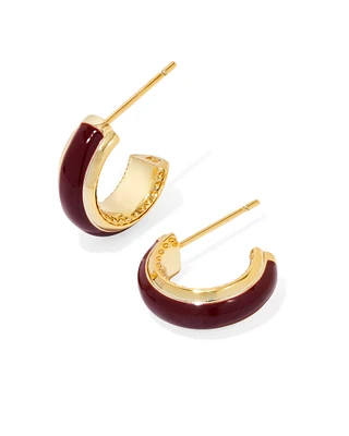 Ainsley Gold Huggie Earrings Green Enamel