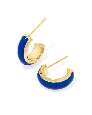 Ainsley Gold Huggie Earrings Green Enamel