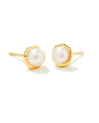Davie Pearl 18k Gold Vermeil Stud Earrings Freshwater Cultured