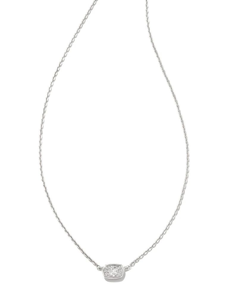 0.11 ct Marisa 14k White Gold Oval Solitaire Pendant Necklace in White Diamond