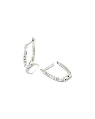 Ellen Luxe Sterling Silver Huggie Earrings White Sapphire