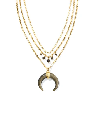 Lainey Wilson x Yellow Rose by Kendra Scott Vintage Gold Multi Strand Necklace Golden Obsidian