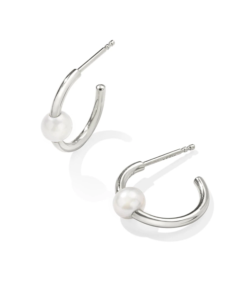 Emmaline Sterling Silver Huggie Earrings Freshwater Cultured Pearl