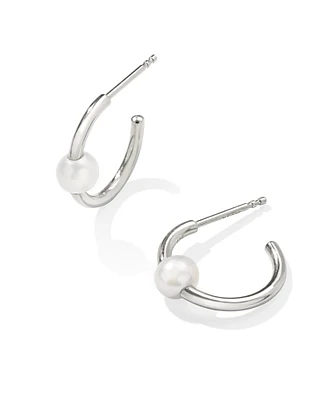 Emmaline Sterling Silver Huggie Earrings Freshwater Cultured Pearl