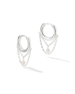 Davina Sterling Silver Pearl Huggie Earrings in Freshwater Cultured Pearl