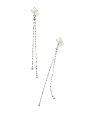 Emmaline Sterling Silver Chain Stud Earrings in Freshwater Cultured Pearl