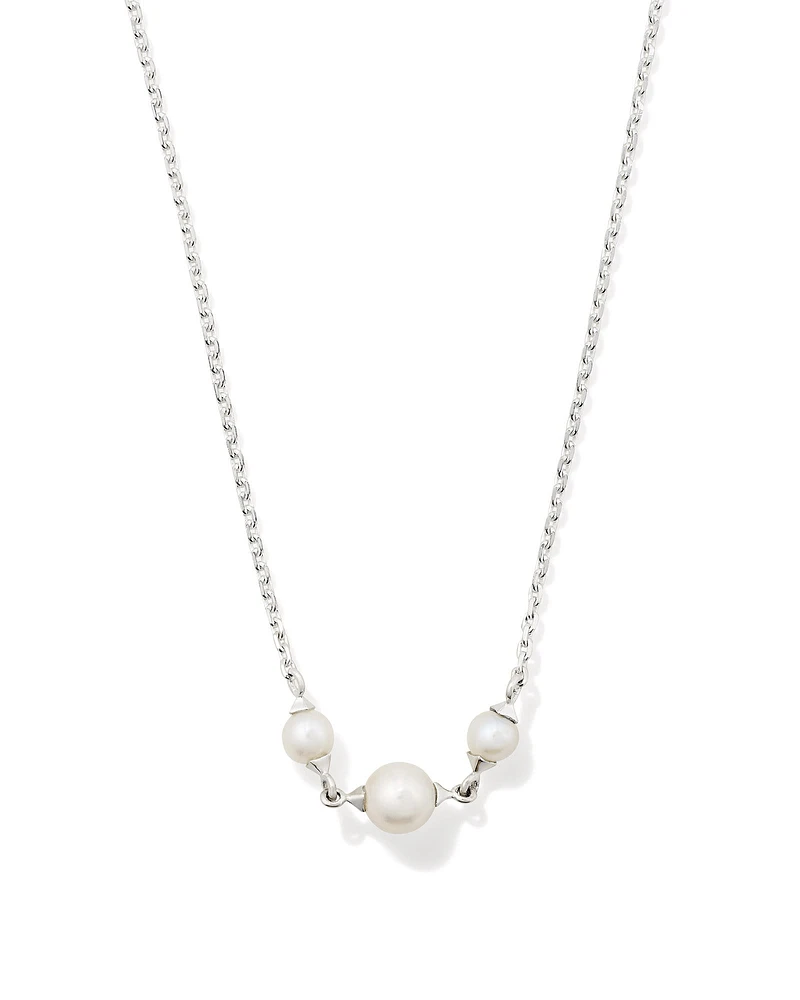 Emmaline Sterling Silver Trio Pendant Necklace in Freshwater Cultured Pearl