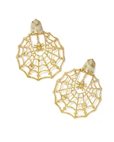 Spiderweb Gold Statement Earrings White CZ