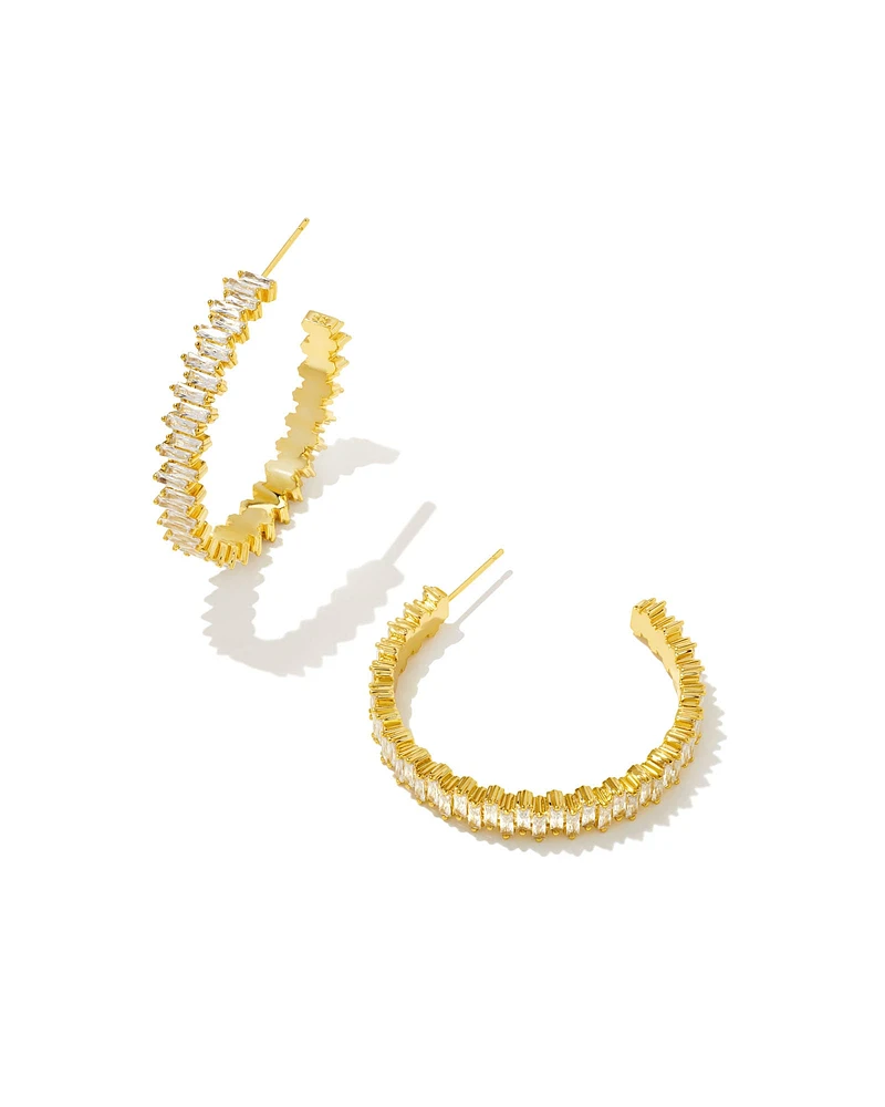 Juliette Gold Hoop Earrings in White CZ