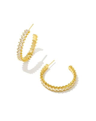 Juliette Gold Hoop Earrings in White CZ