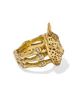 Maura Vintage Silver Jaguar Statement Ring Variegated Indigo Magnesite