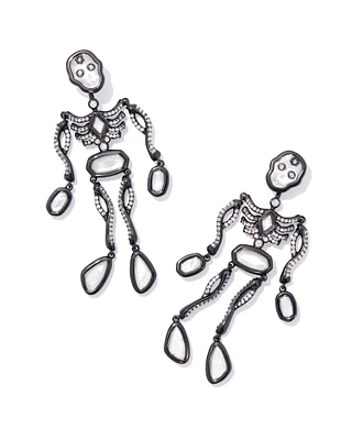 Skeleton Gold Statement Earrings in Ivory Mother-of-Pearl